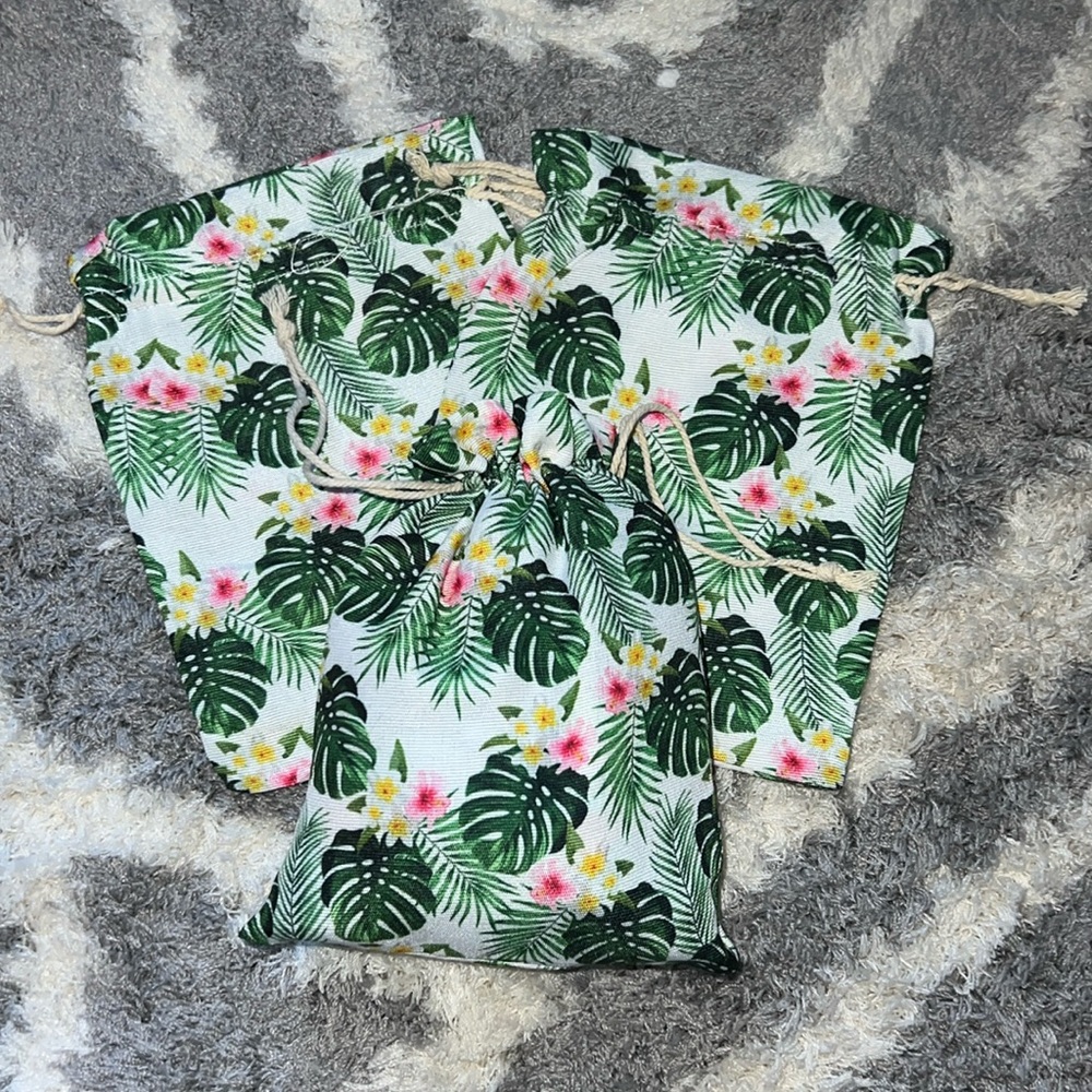 12pcs Tropical Print drawstring favor gift bag
